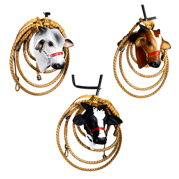 COMPRE 1 LEVE 3 - Enfeite De Retrovisor Boi Gado Nelore + Mini Laço